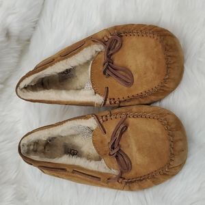 UGG brown leather suede slippers women size 9
